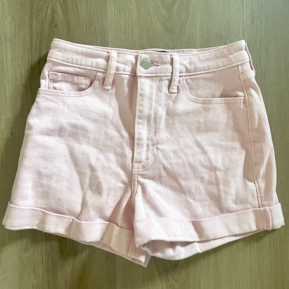 Hollister Pink Jean Shorts High-Waisted Cuffed